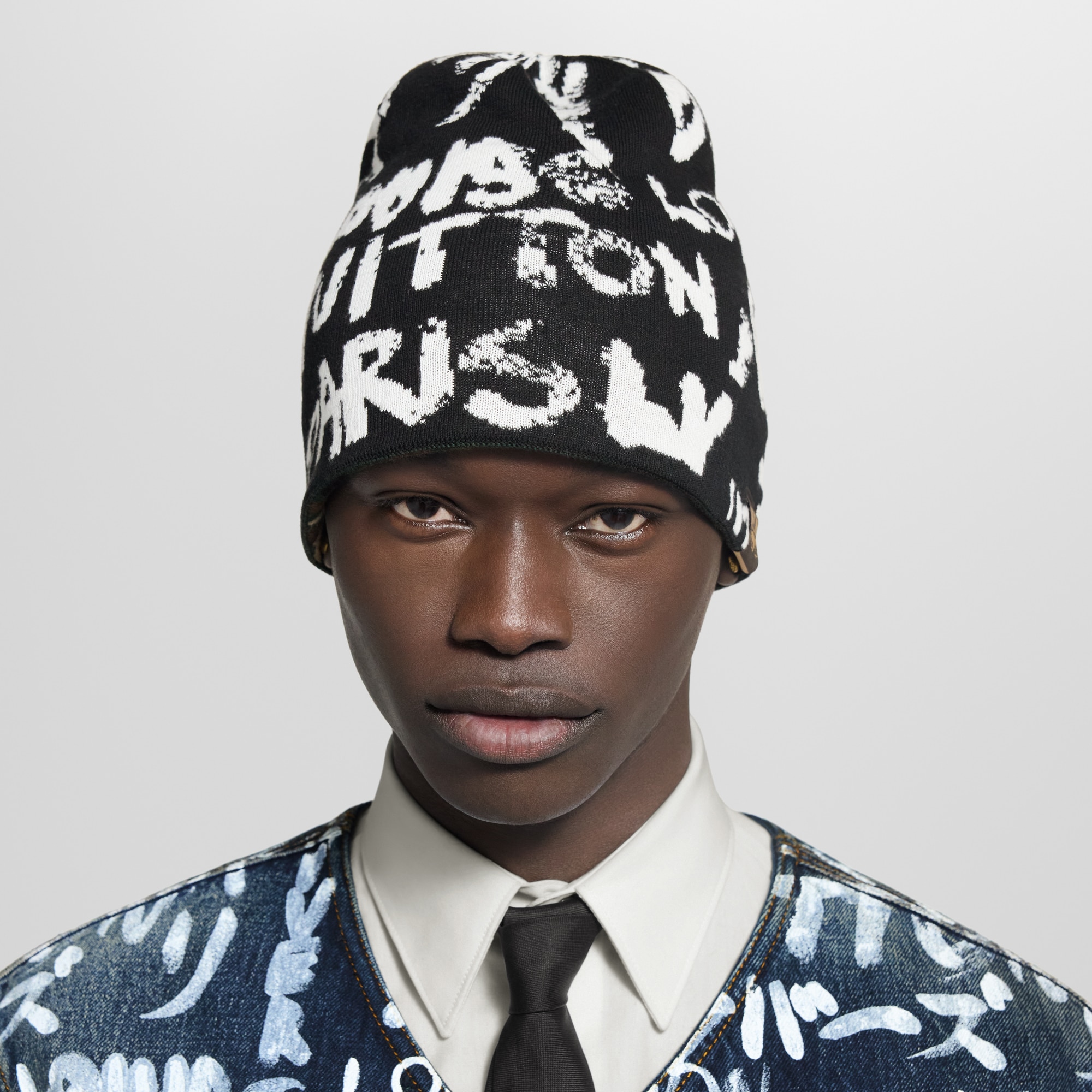 ビーニー・2フラワー　LOUIS VUITTON LV Fit Scribble Beanie . - Luxury Accessories - M5278A Black